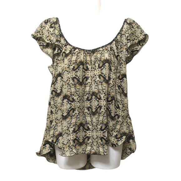 L'AGENCE Larice Flutter Sleeve Floral Silk Top XS - Picture 2 of 10
